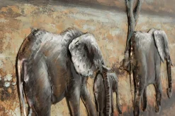 Metallbild 3D 'Elefanten in Afrika' 100x70x5cm