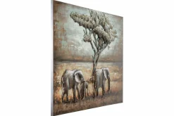 Metallbild 3D 'Elefanten in Afrika' 100x70x5cm