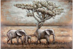 Metallbild 3D 'Elefanten in Afrika' 100x70x5cm