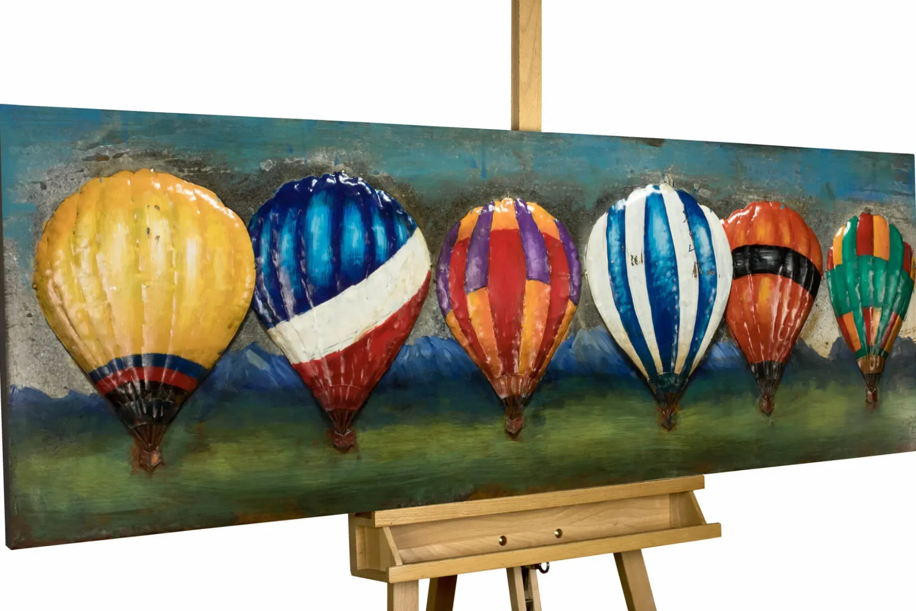 Metallbild 3D 'Farbenfroher Flug' 144x44x5cm