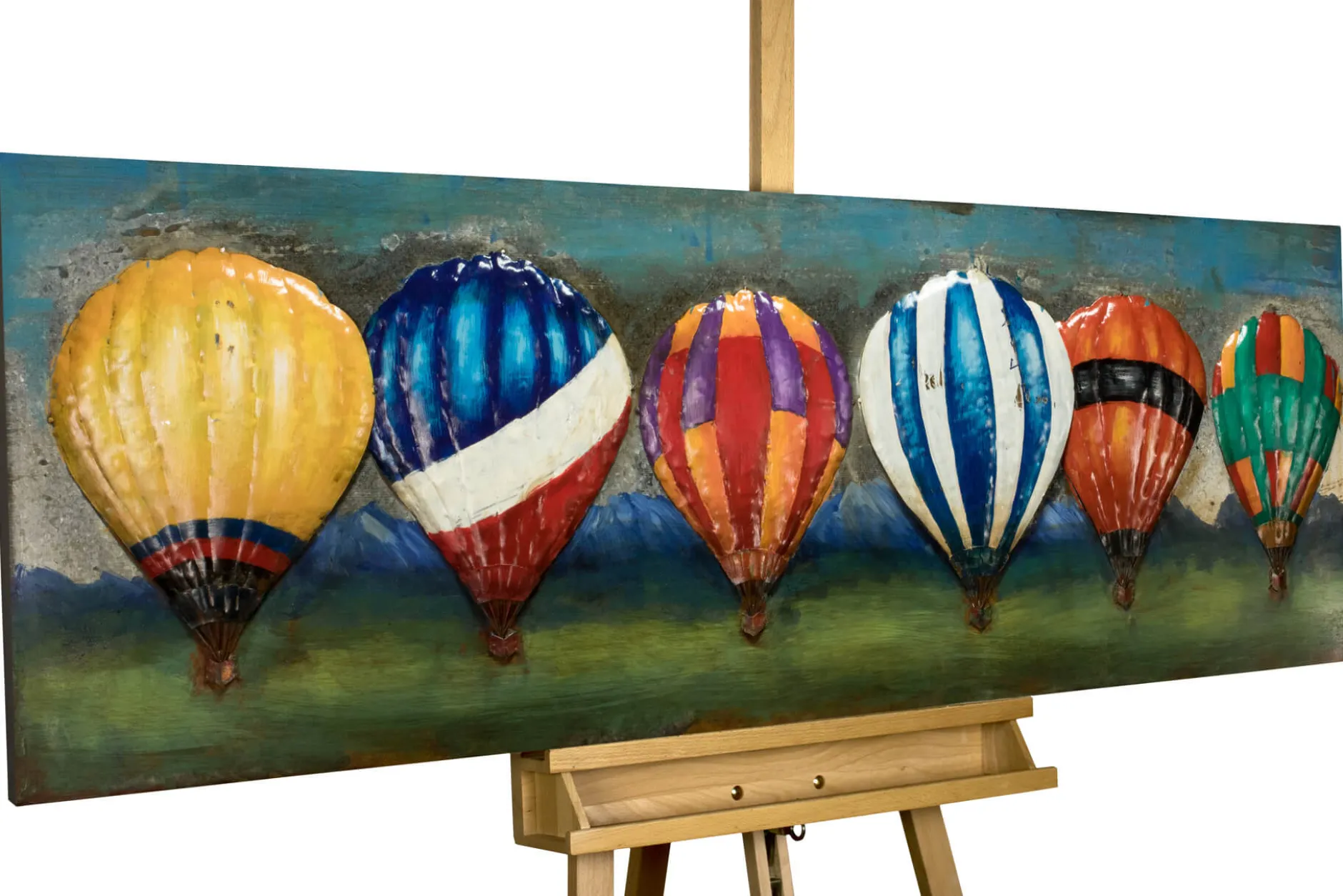 Metallbild 3D 'Farbenfroher Flug' 144x44x5cm