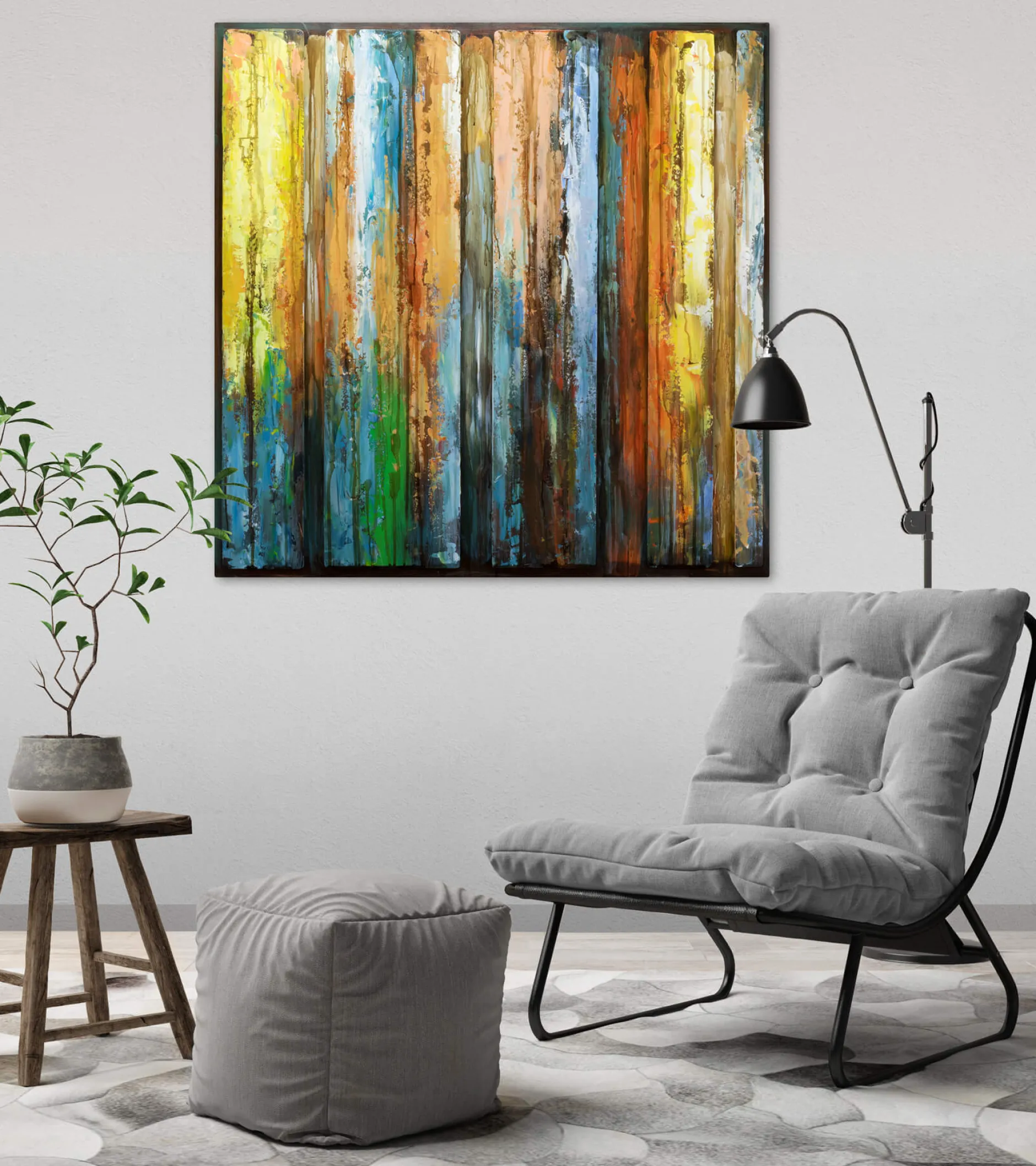 Metallbild 3D 'Flickering Candles' 80x80x4cm