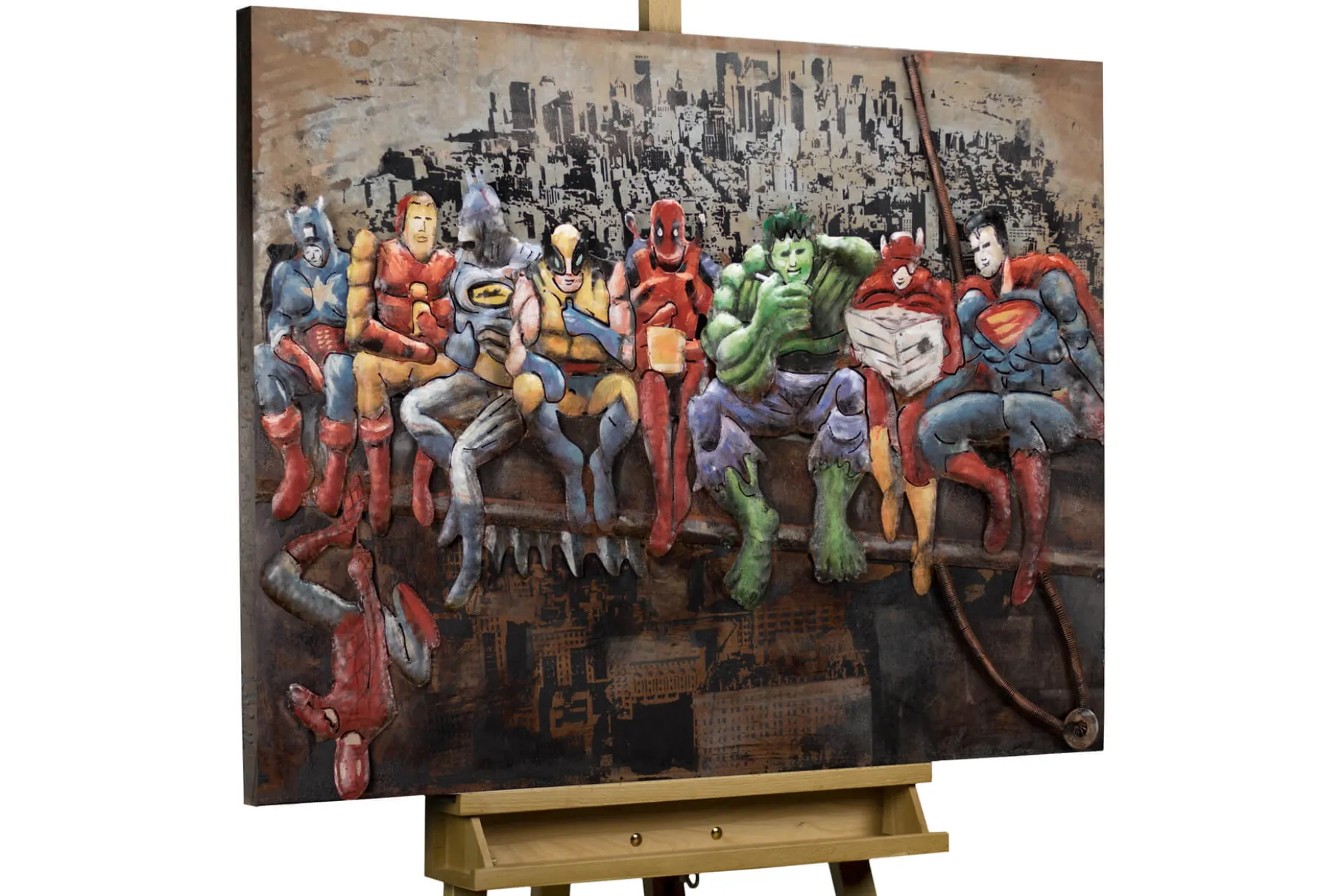Metallbild 3D 'Helden der Stadt' 100x75x5cm
