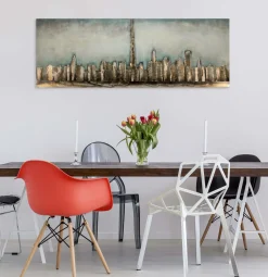 Metallbild 3D 'Klang der Stadt' 150x50x4cm