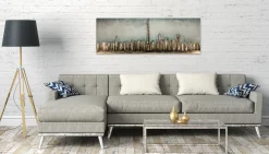 Metallbild 3D 'Klang der Stadt' 150x50x4cm