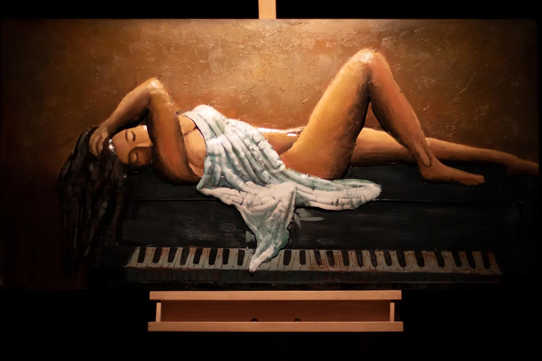 Metallbild 3D 'Klavierstunde' 120x60x5cm
