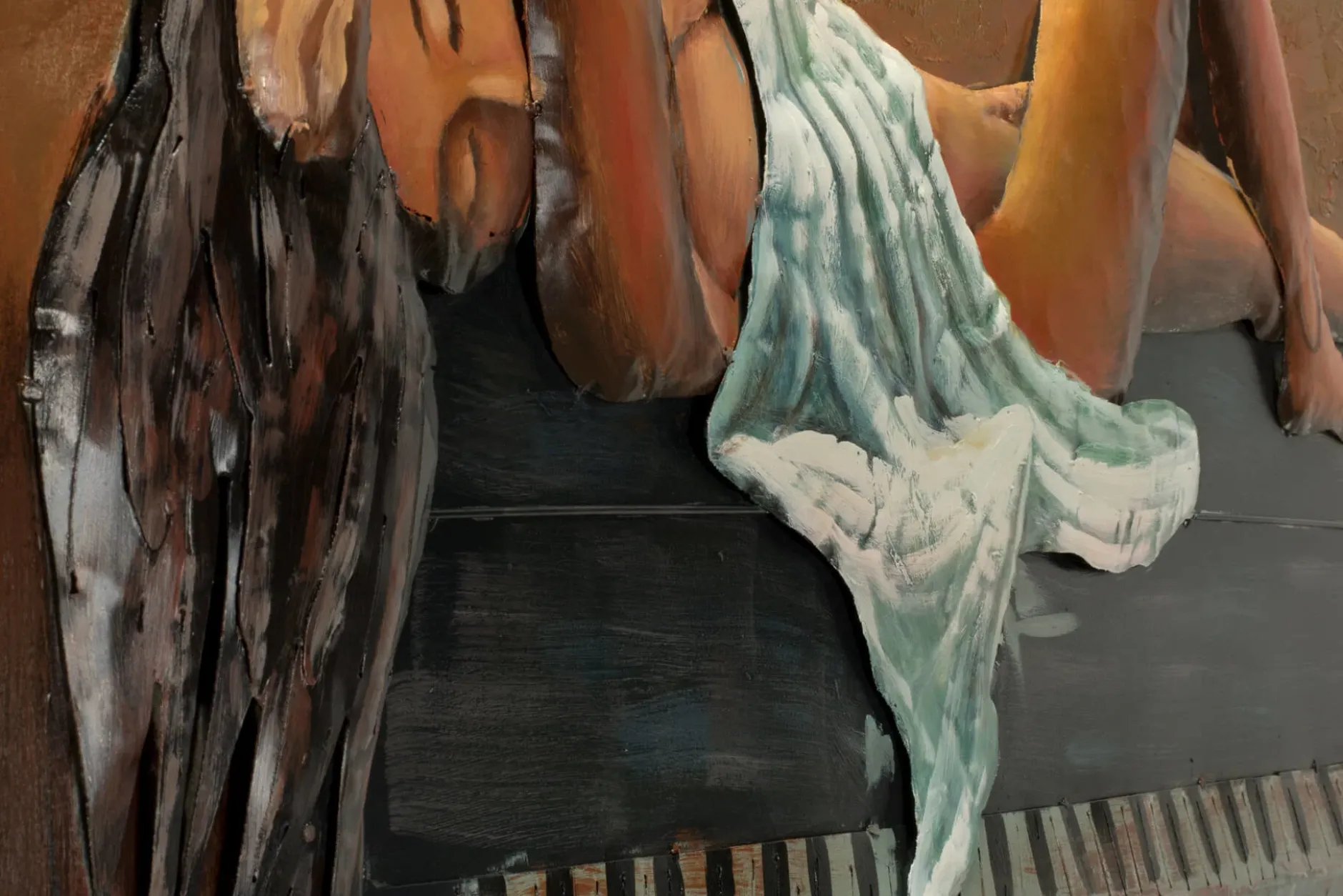 Metallbild 3D 'Klavierstunde' 120x60x5cm