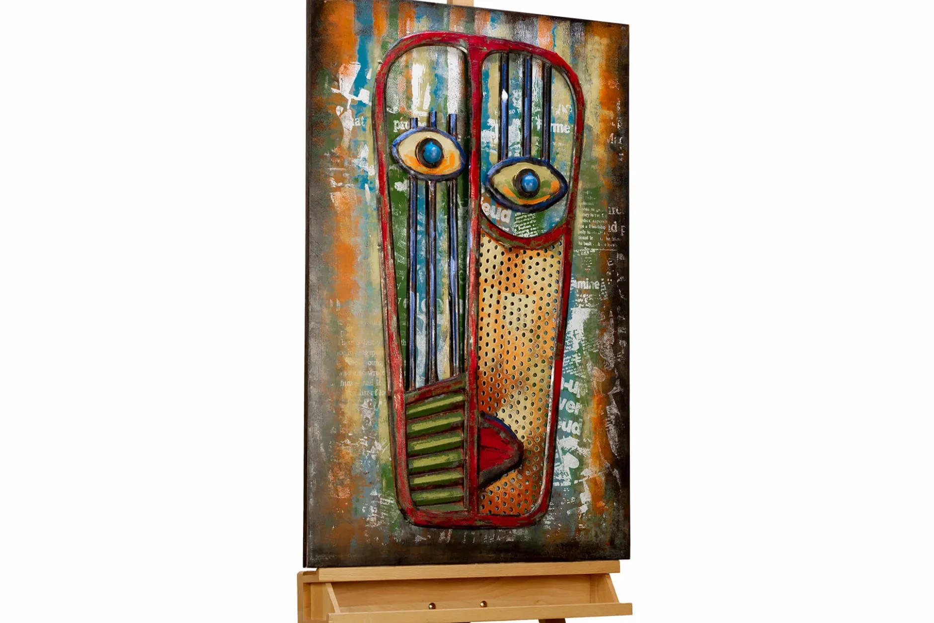 Metallbild 3D 'Mask of Feelings' 60x90x6cm