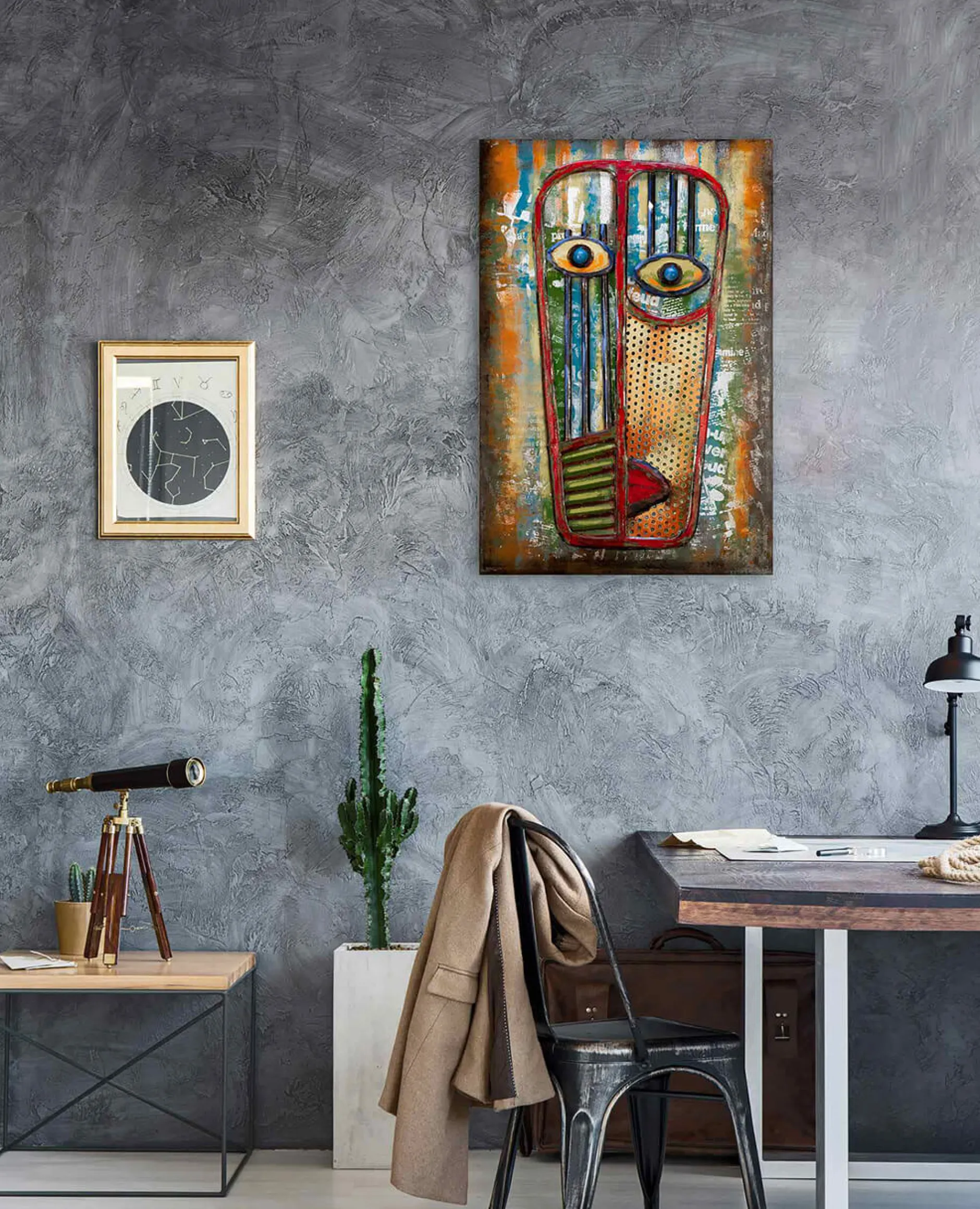 Metallbild 3D 'Mask of Feelings' 60x90x6cm
