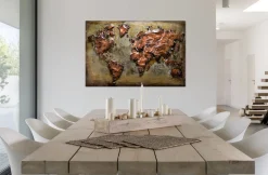 Metallbild 3D 'Metal Map' 100x70x4cm