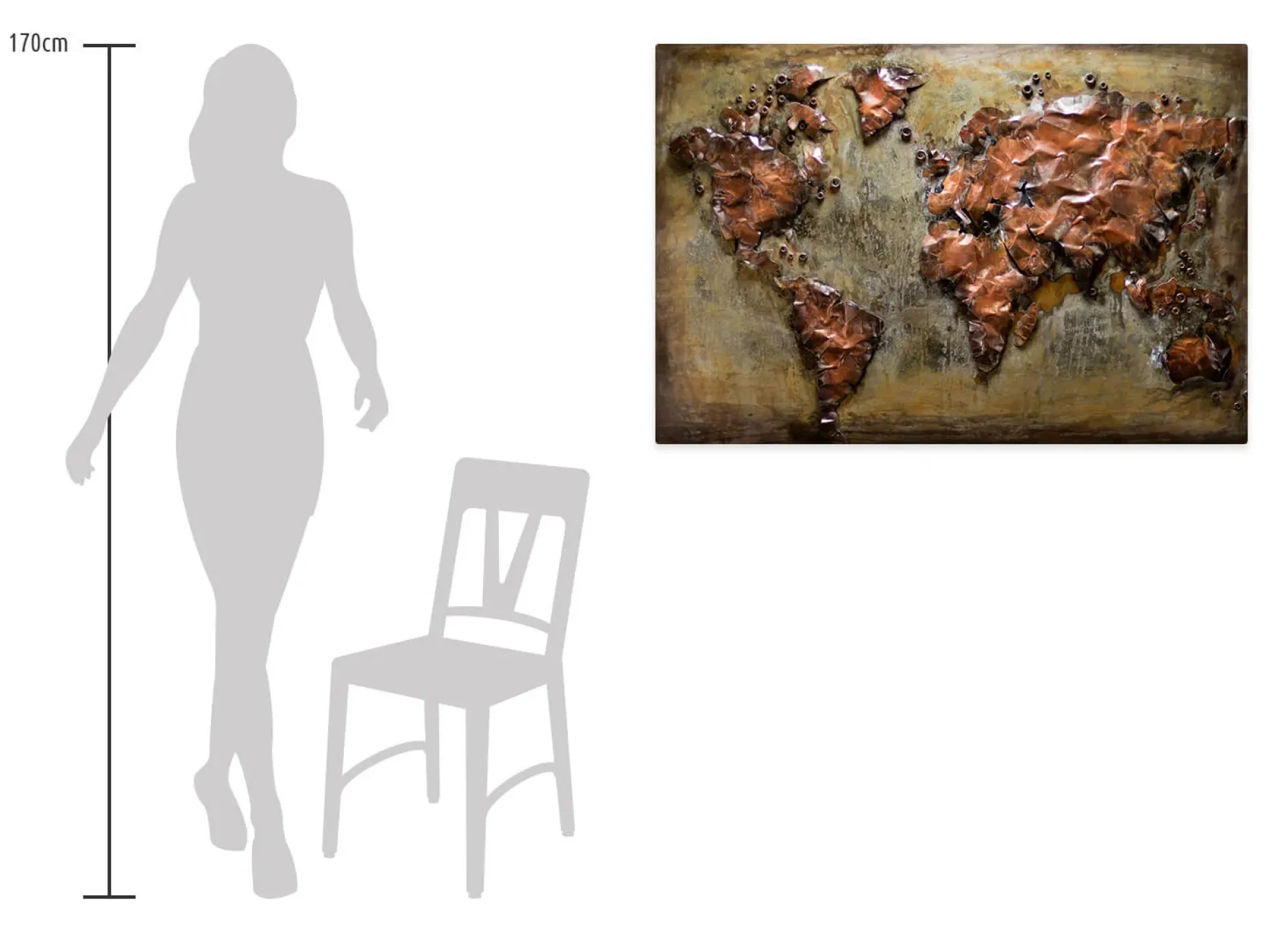 Metallbild 3D 'Metal Map' 100x70x4cm