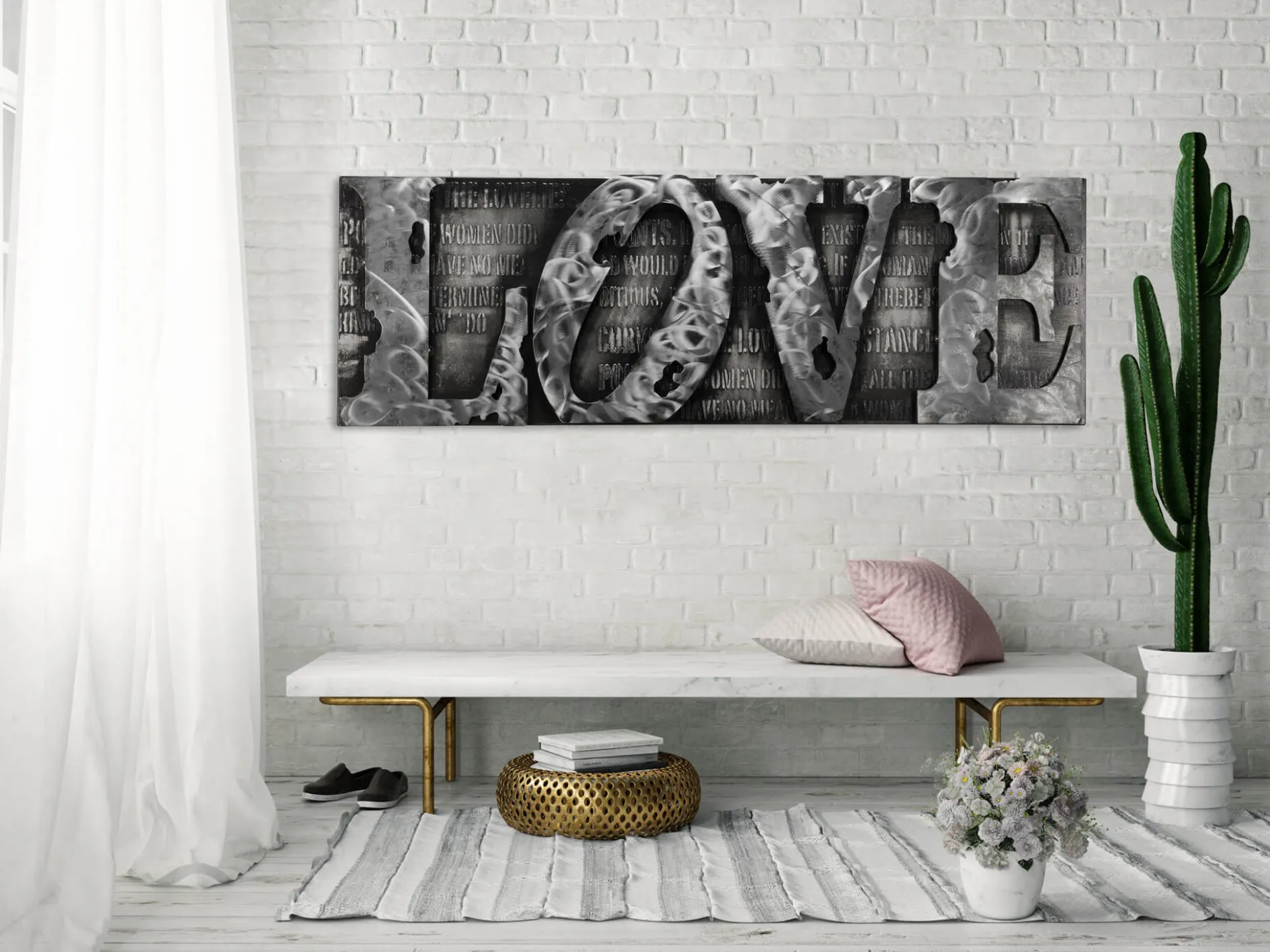 Metallbild 3D 'More than Letters' 144x44x6cm