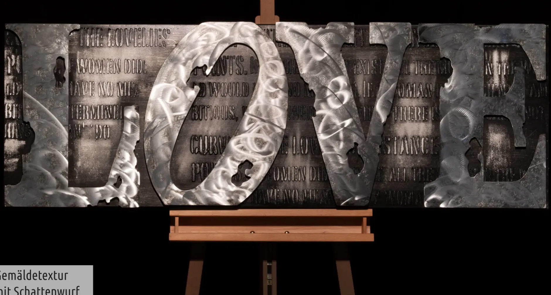 Metallbild 3D 'More than Letters' 144x44x6cm