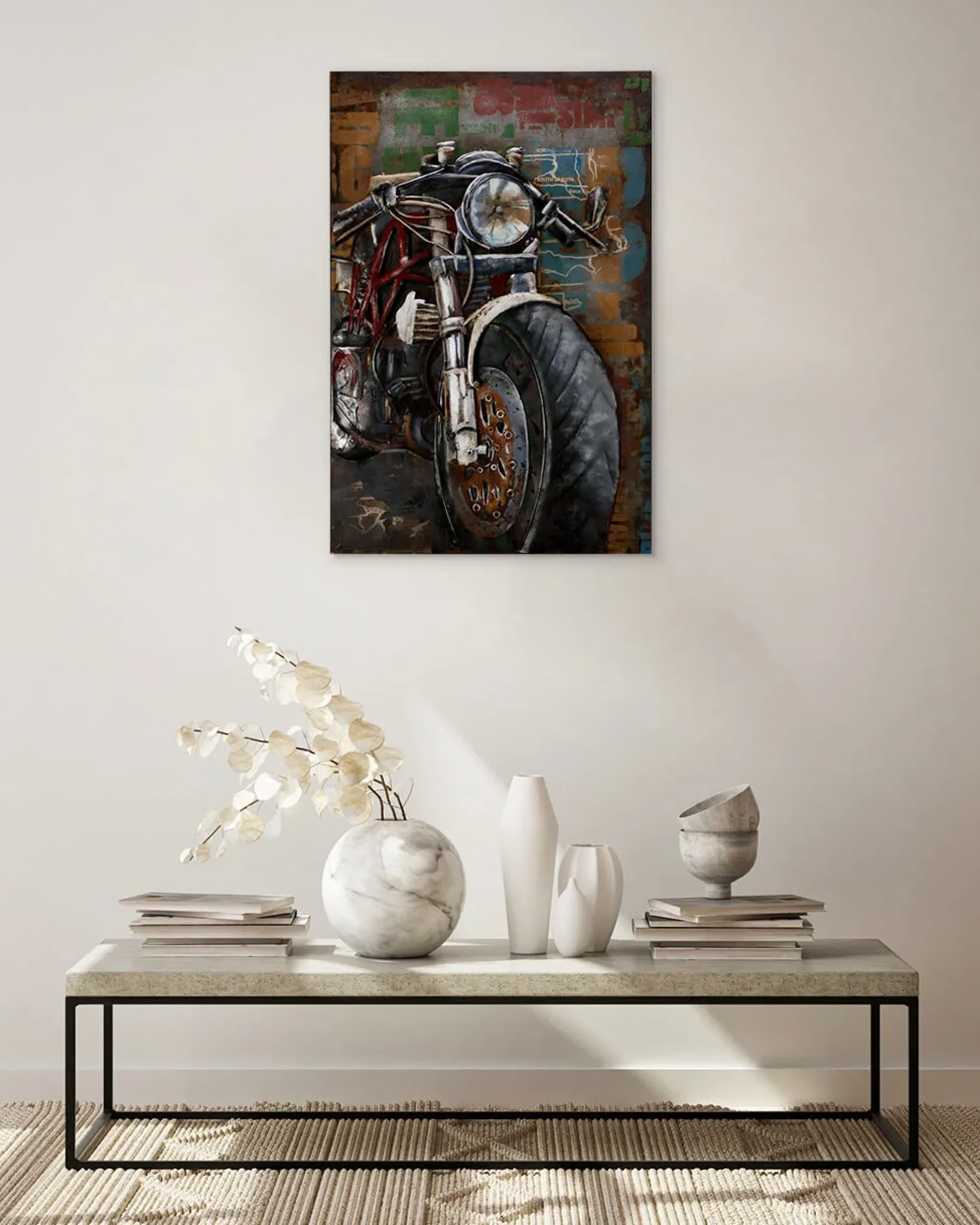 Metallbild 3D 'Motorcycle Power' 60x90x5cm
