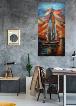 Metallbild 3D 'Nubes Rojas' 60x120x5cm