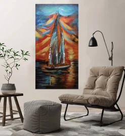 Metallbild 3D 'Nubes Rojas' 60x120x5cm