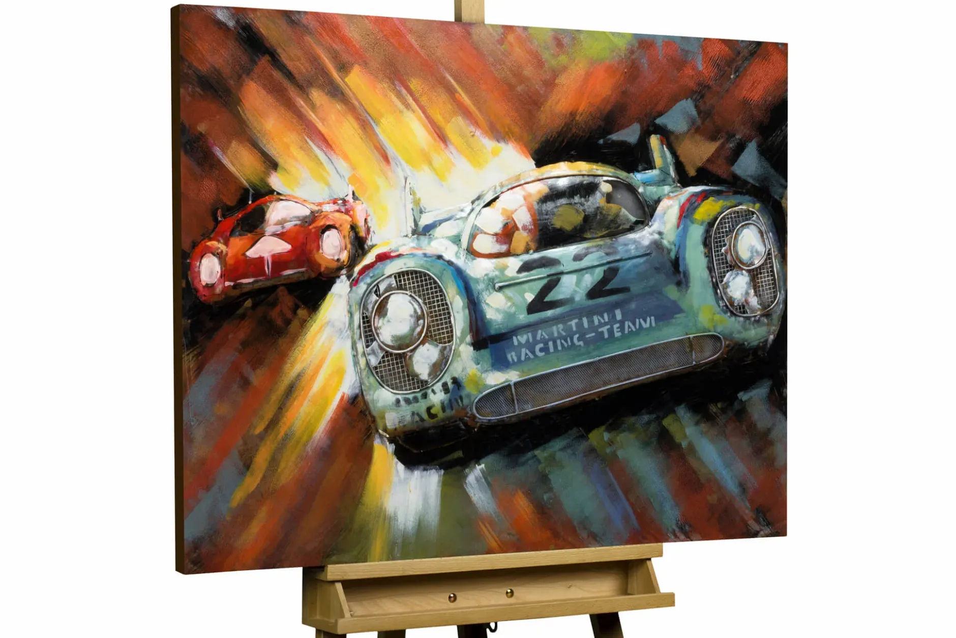 Metallbild 3D 'Racing Duel' 100x75x5,5cm