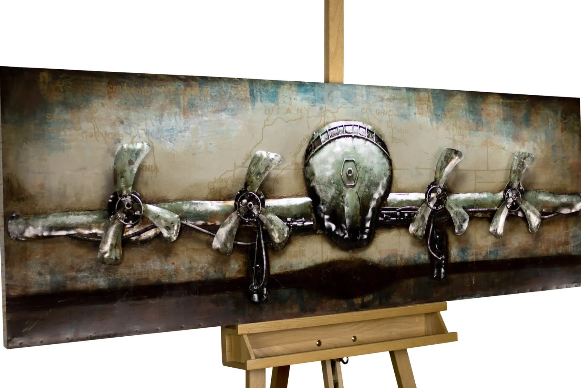 Metallbild 3D 'Rotating Propeller' 144x44x7cm
