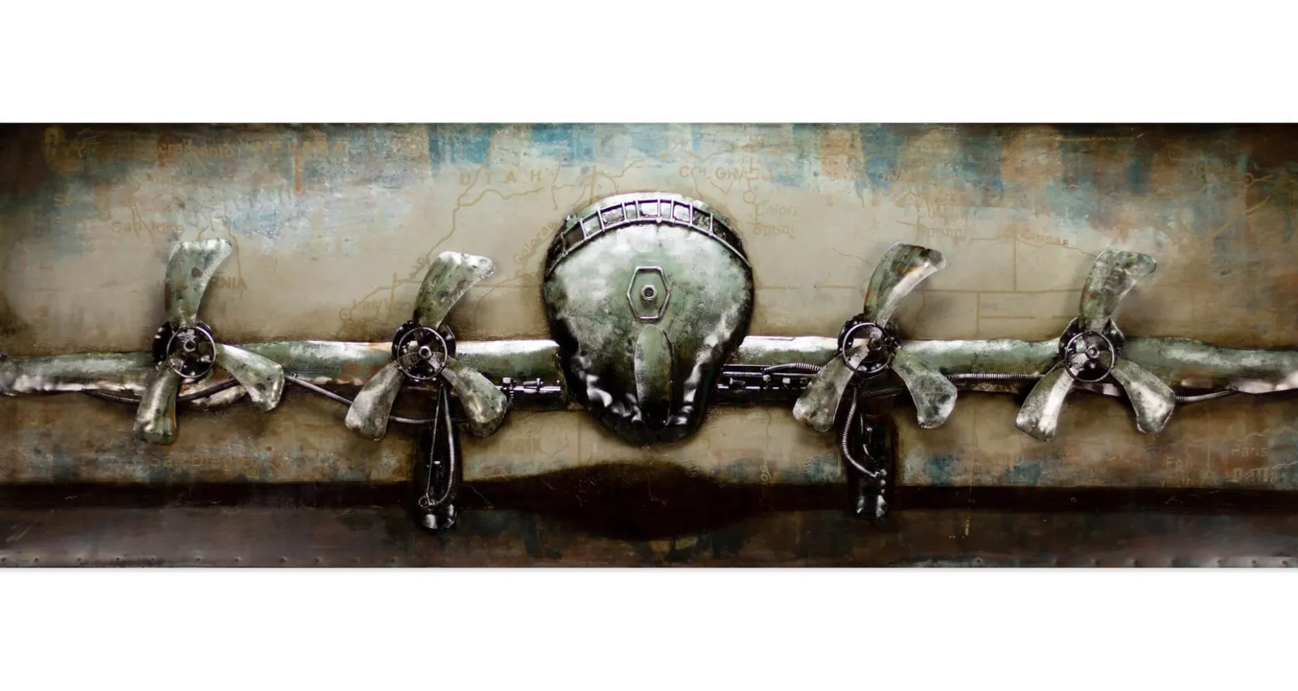 Metallbild 3D 'Rotating Propeller' 144x44x7cm