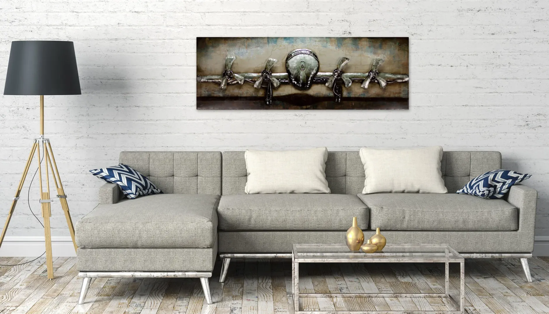 Metallbild 3D 'Rotating Propeller' 144x44x7cm