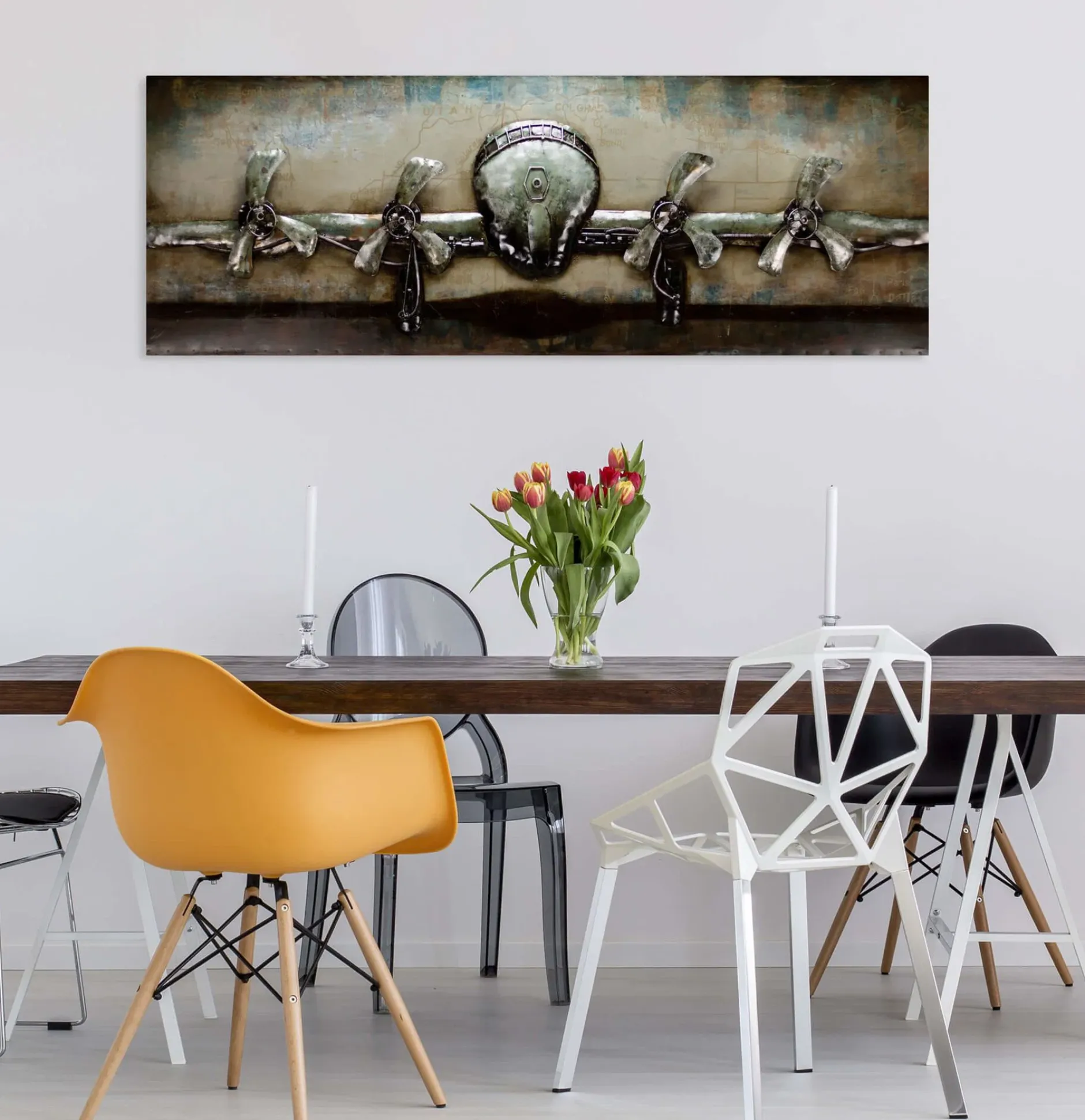 Metallbild 3D 'Rotating Propeller' 144x44x7cm