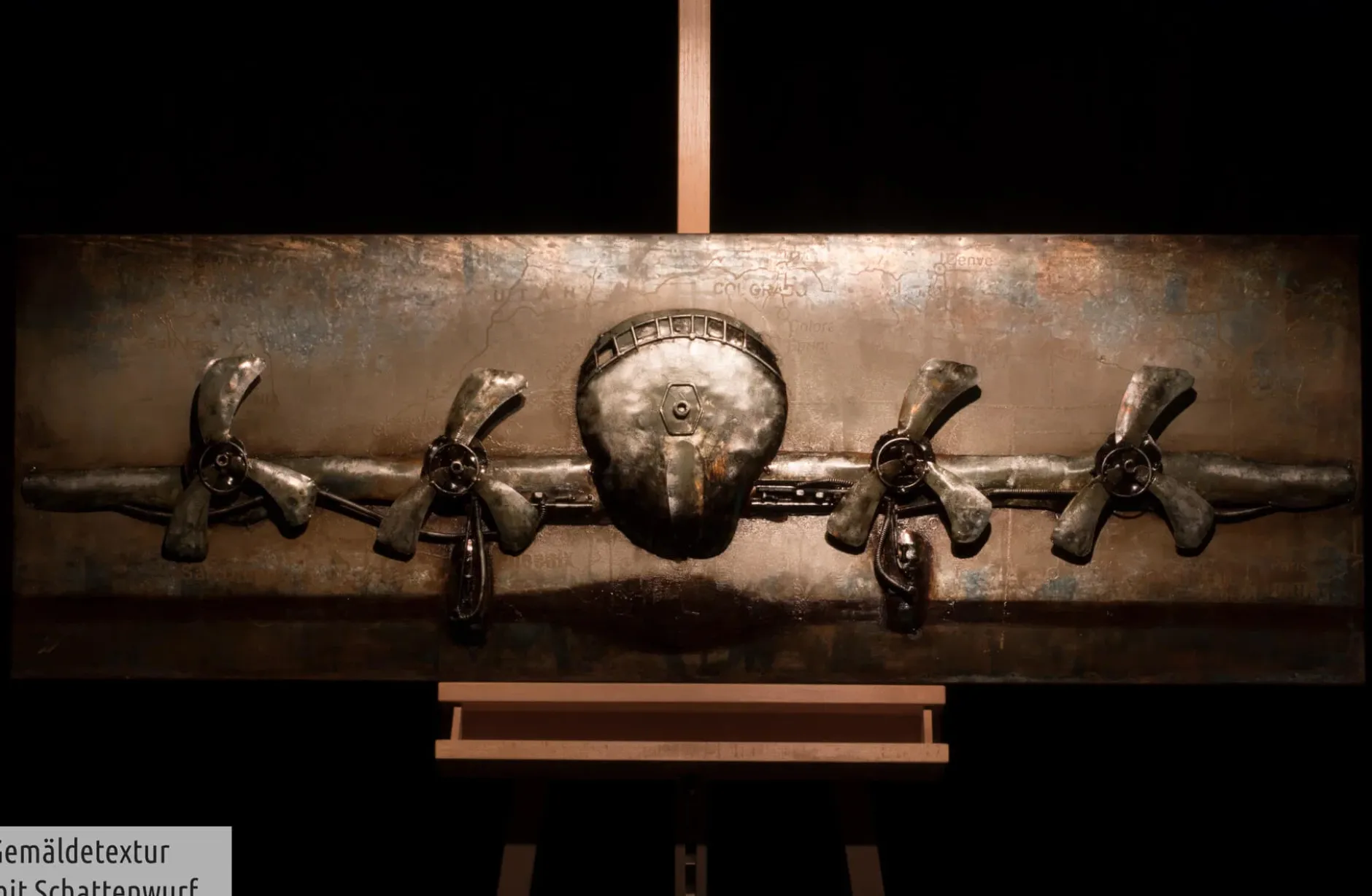 Metallbild 3D 'Rotating Propeller' 144x44x7cm