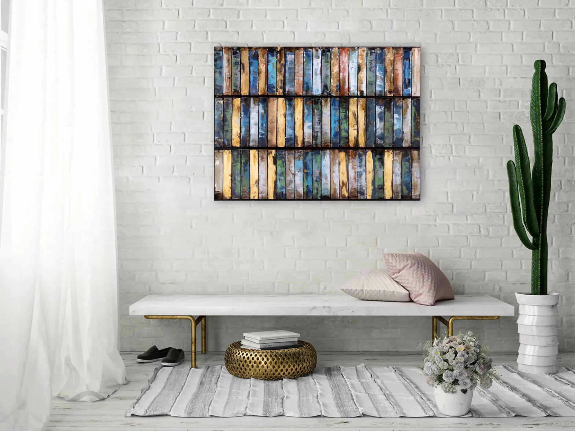 Metallbild 3D 'Sparkling Ocean' 100x70x4cm