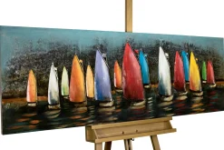 Metallbild 3D 'Speedy Boats' 144x44x5,5cm