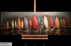 Metallbild 3D 'Speedy Boats' 144x44x5,5cm
