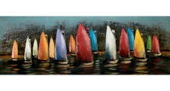 Metallbild 3D 'Speedy Boats' 144x44x5,5cm
