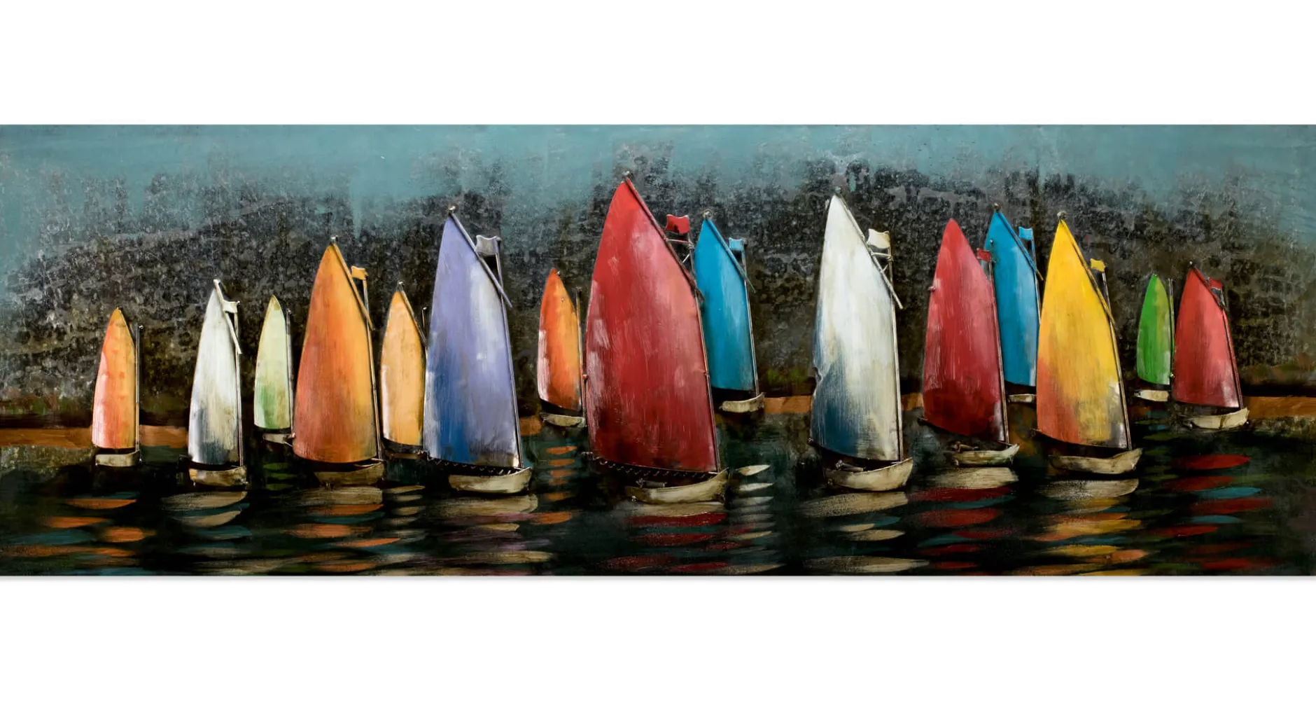 Metallbild 3D 'Speedy Boats' 144x44x5,5cm