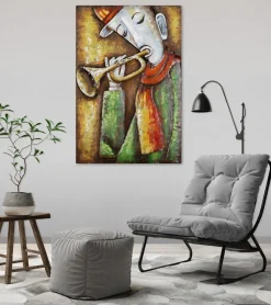Metallbild 3D 'Spiel der Trompete' 60x90x5,5cm