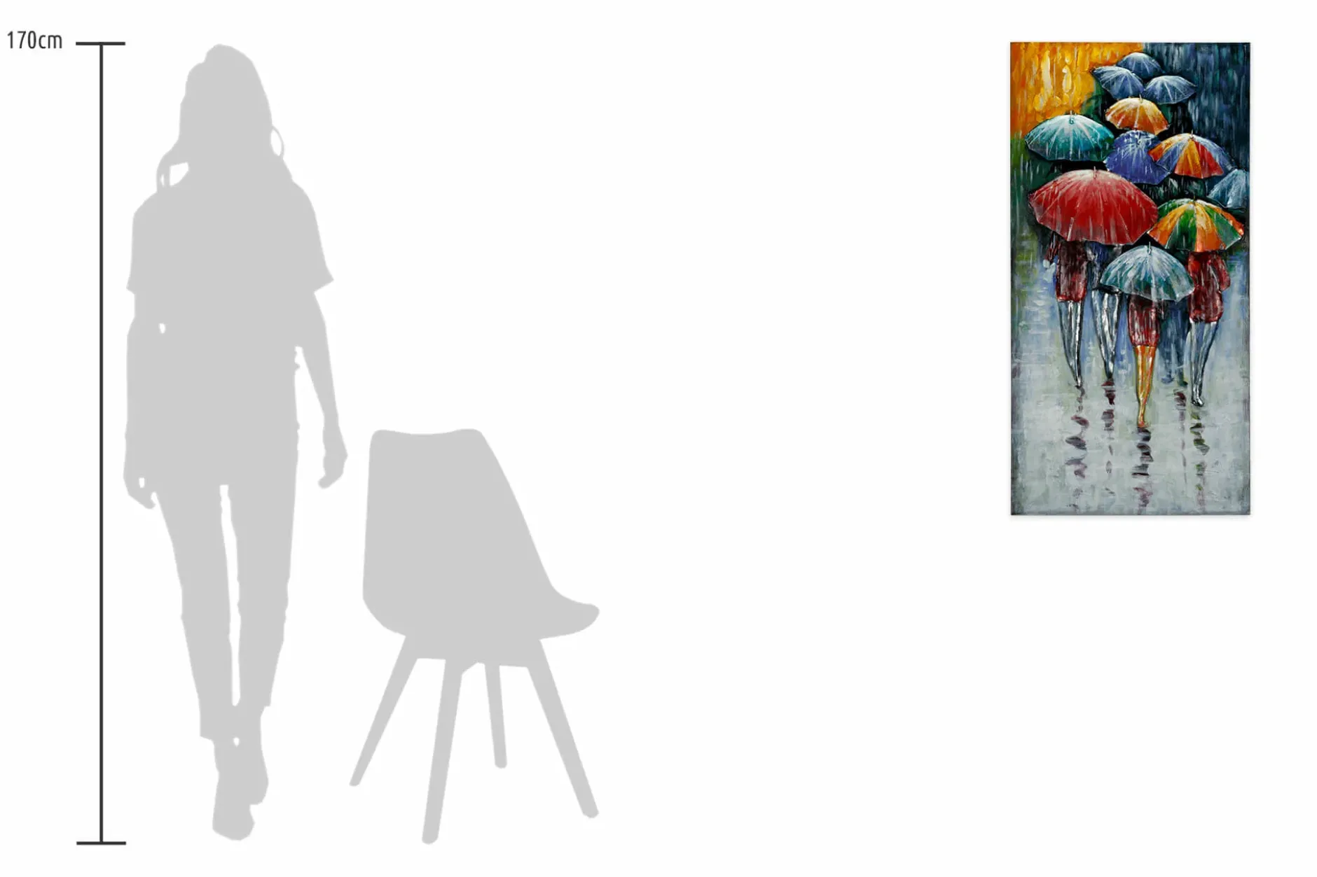 Metallbild 3D 'Umbrella Colors' 50x100x4cm