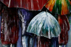Metallbild 3D 'Umbrella Colors' 50x100x4cm