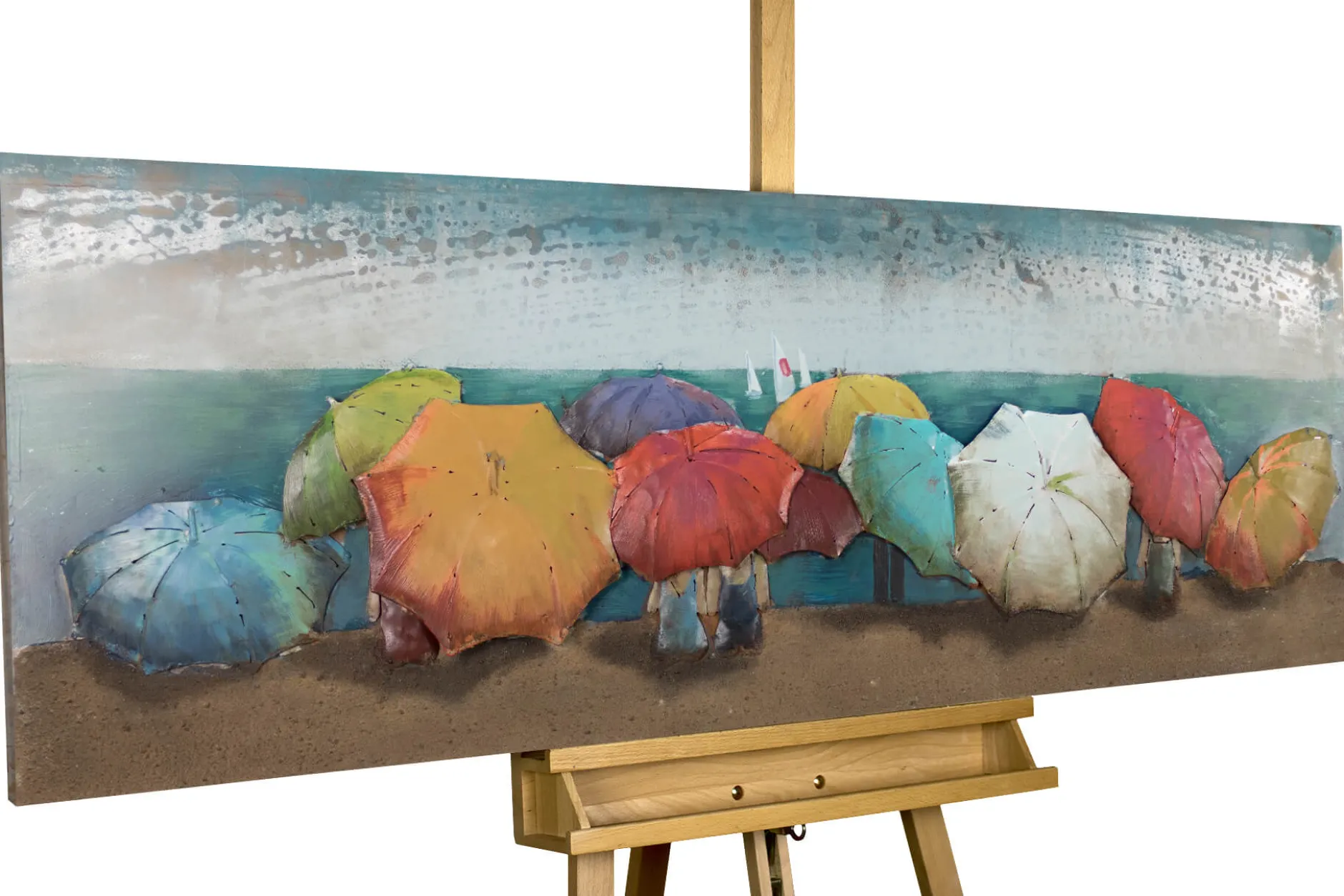 Metallbild 3D 'Warmer Regen' 144x44x5cm