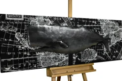 Metallbild 3D 'Whale Watching' 144x44x6cm