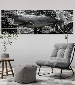 Metallbild 3D 'Whale Watching' 144x44x6cm