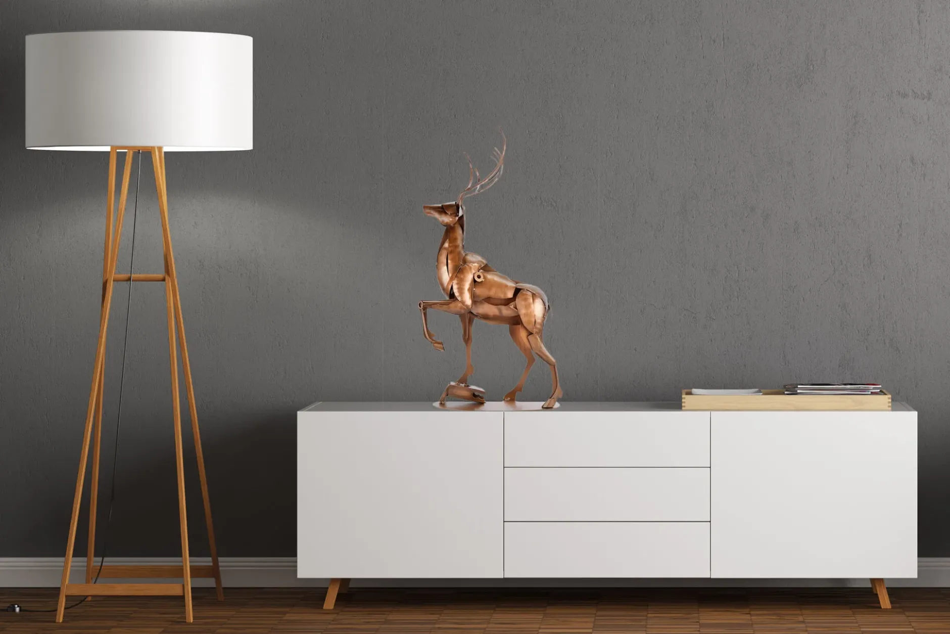 Metall Skulptur 'Ruhmreicher Hirsch' 84x44x25cm