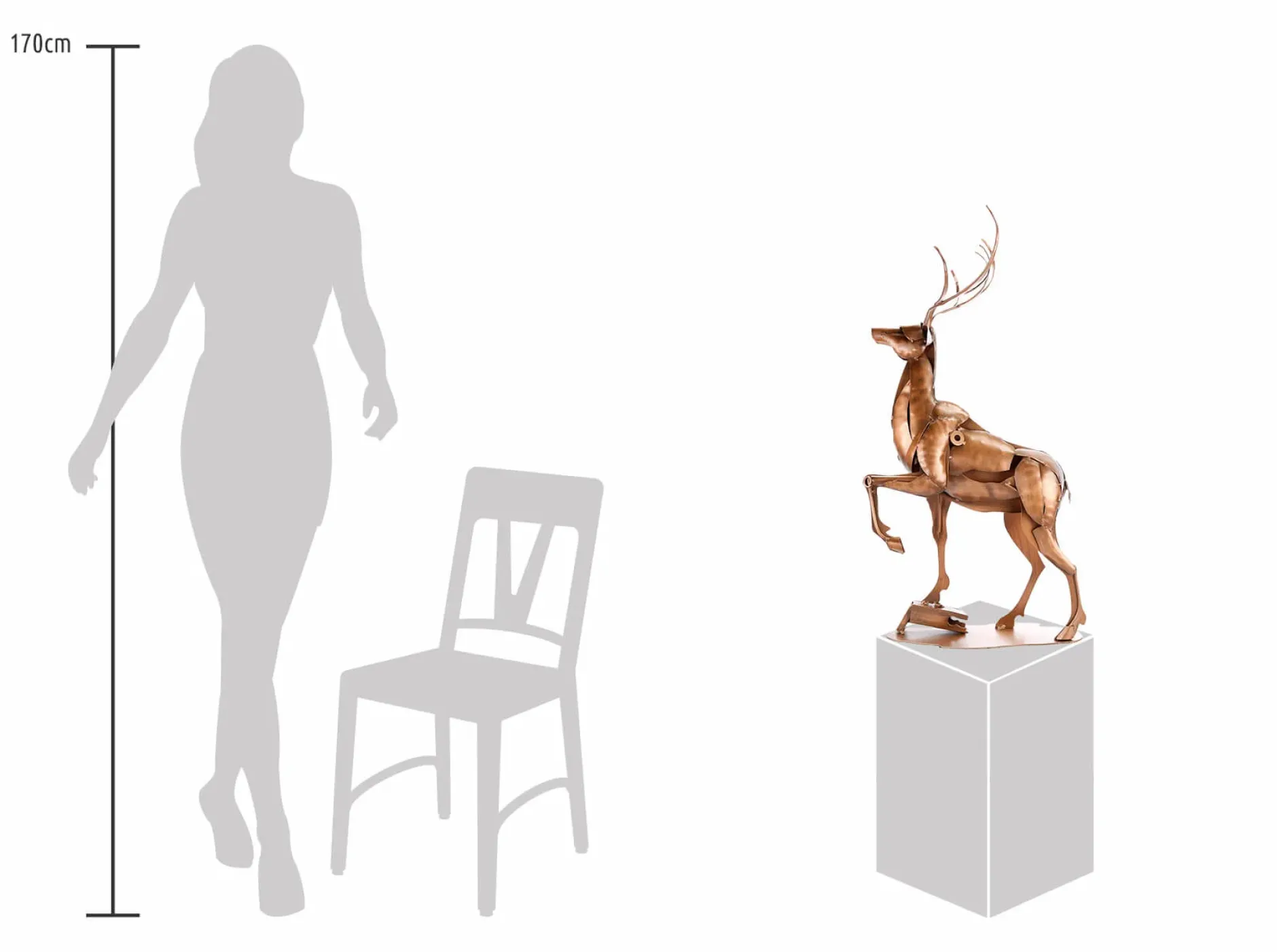 Metall Skulptur 'Ruhmreicher Hirsch' 84x44x25cm