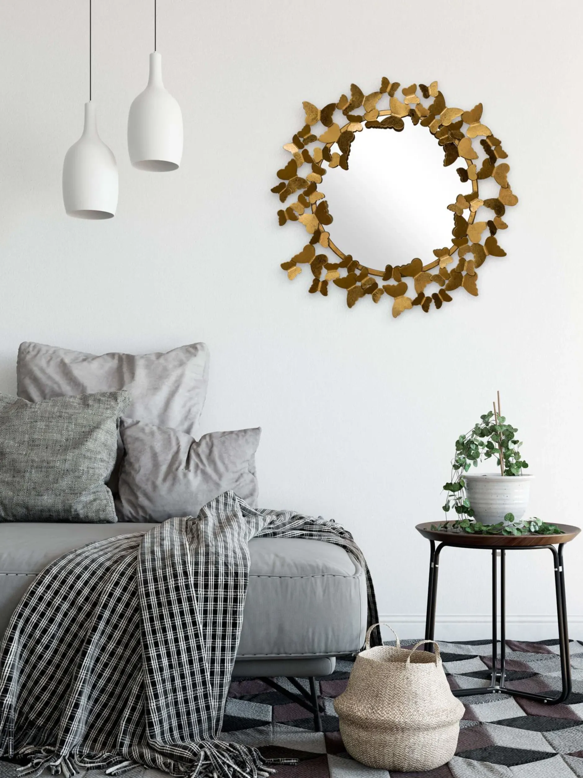 Metall Wandspiegel 'Gilded Butterflies' 63x63x4cm