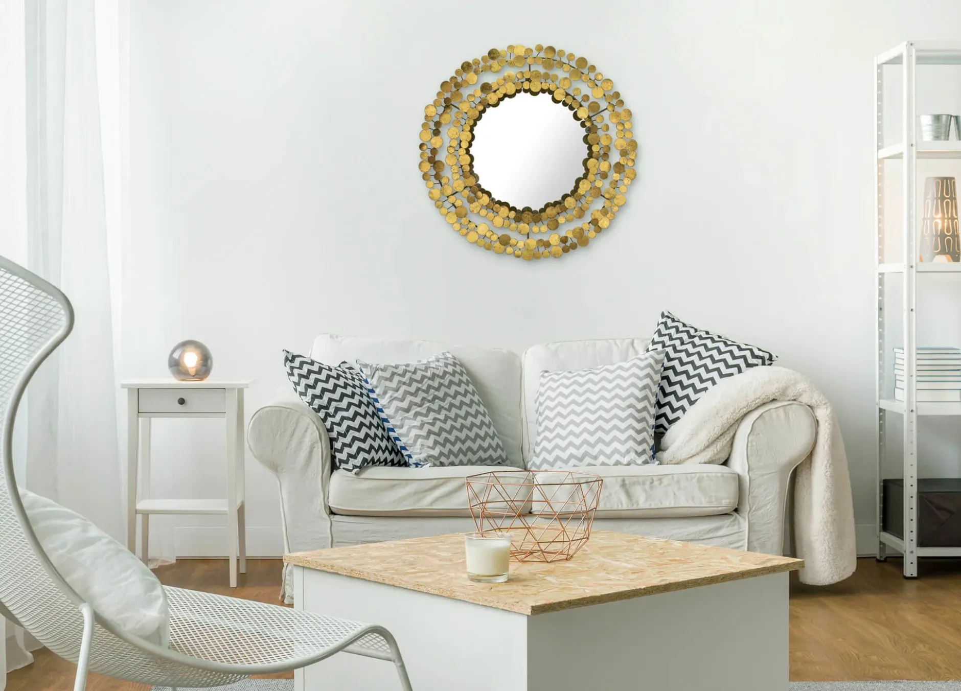 Metall Wandspiegel 'Hello Gorgeous' 68x68x6cm