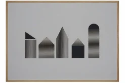 Papierkunst Wandbild 'Houses in black n white' 50x70cm