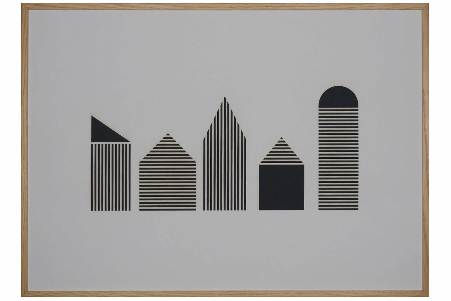 Papierkunst Wandbild 'Houses in black n white' 50x70cm