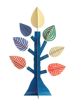 Papierskulptur 'Gestreifter Baum'