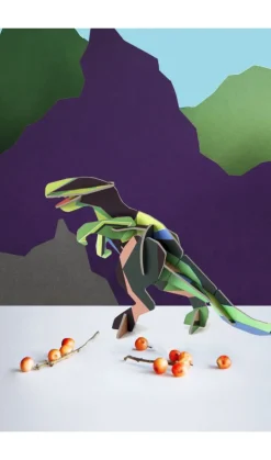 Papierskulptur 'Jade-Dino'