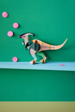 Papierskulptur 'Leuchtender Dino'