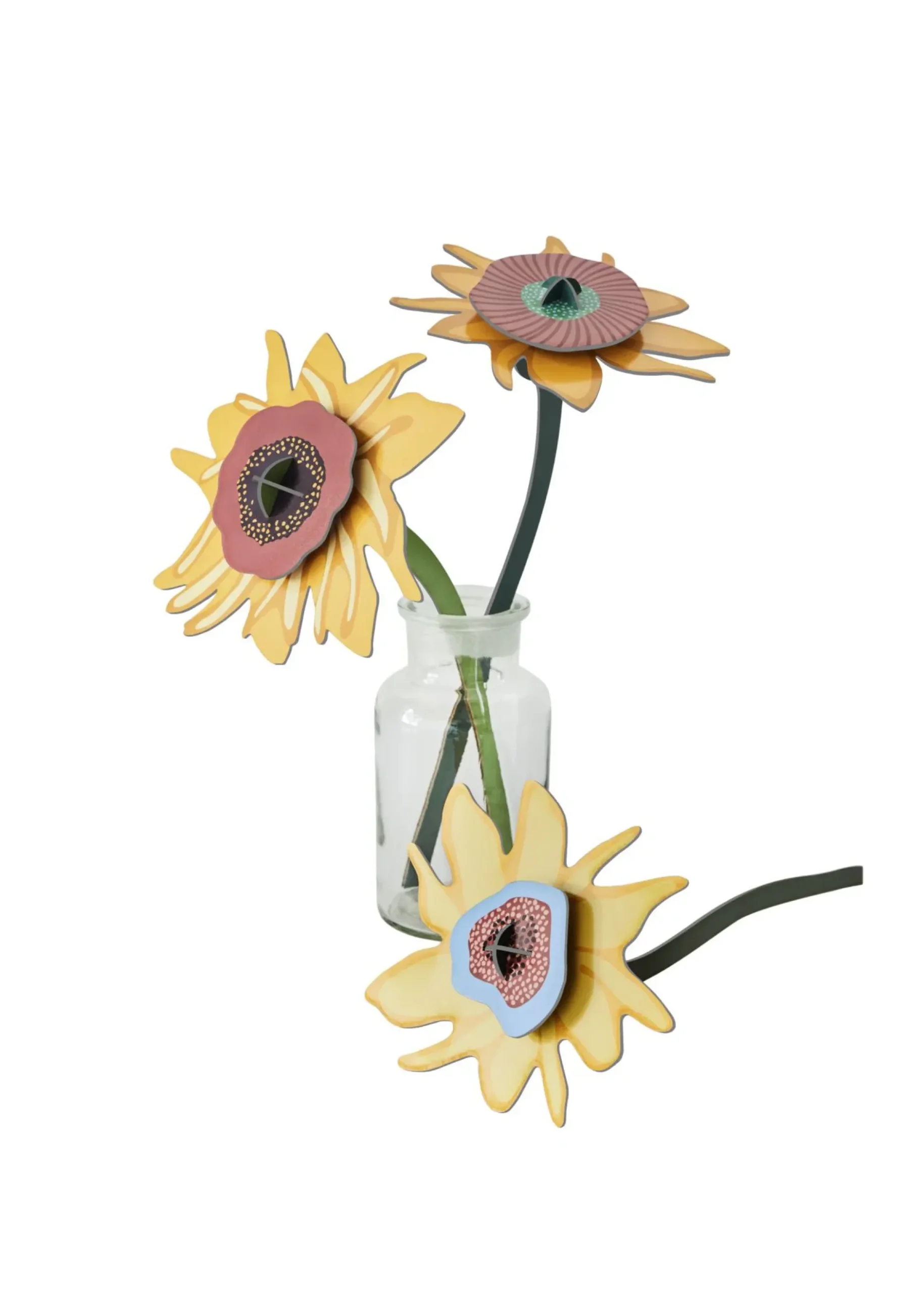 Papierskulptur 'Sonnenblumen-Trio'