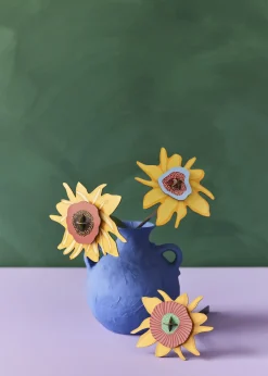 Papierskulptur 'Sonnenblumen-Trio'