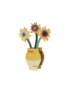 Papierskulptur 'Sonnige Sonnenblumenvase'