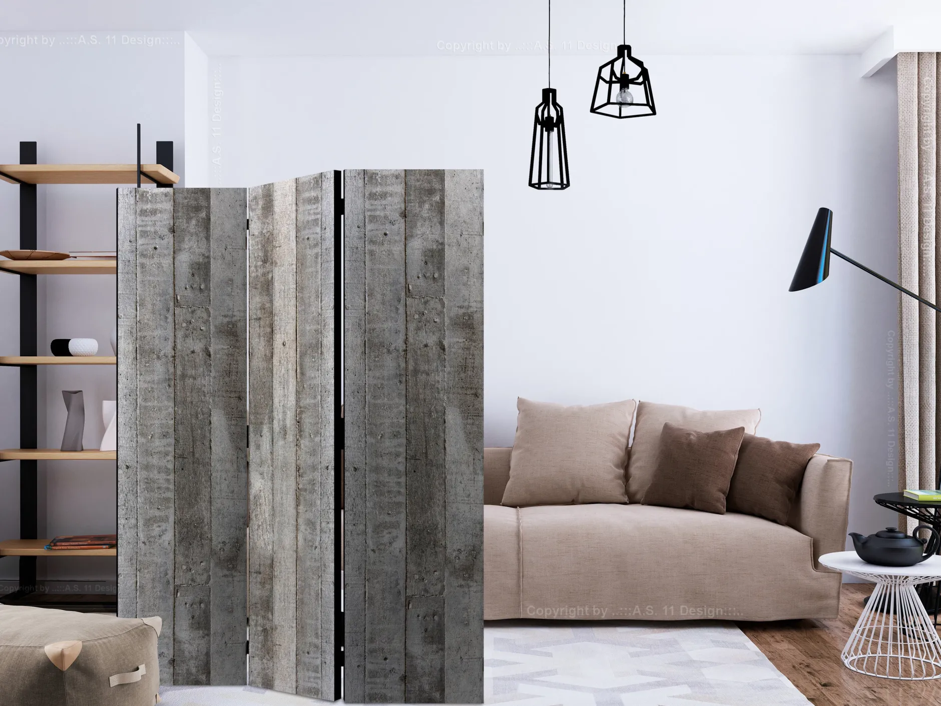 Paravent 'Concrete Timber'